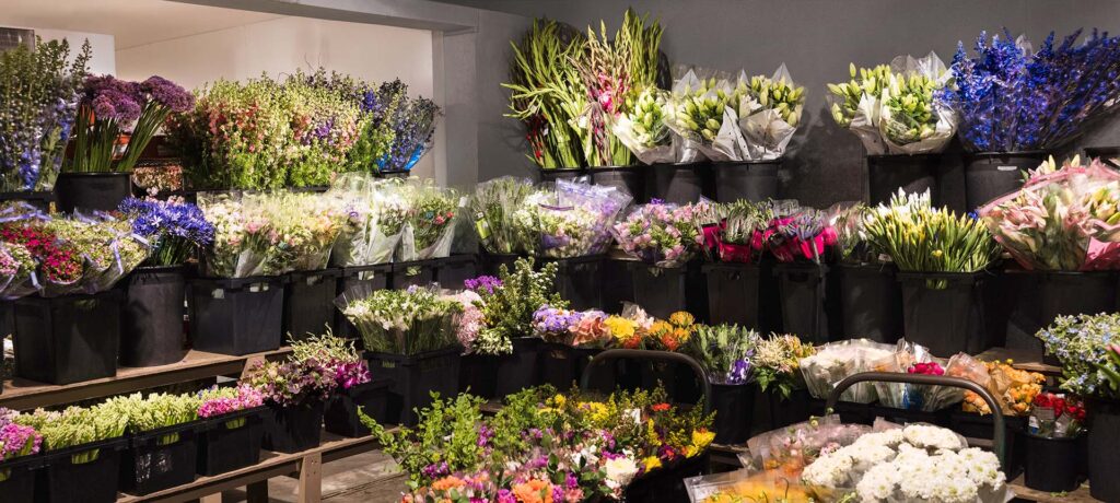 Fresh flowers in cooler