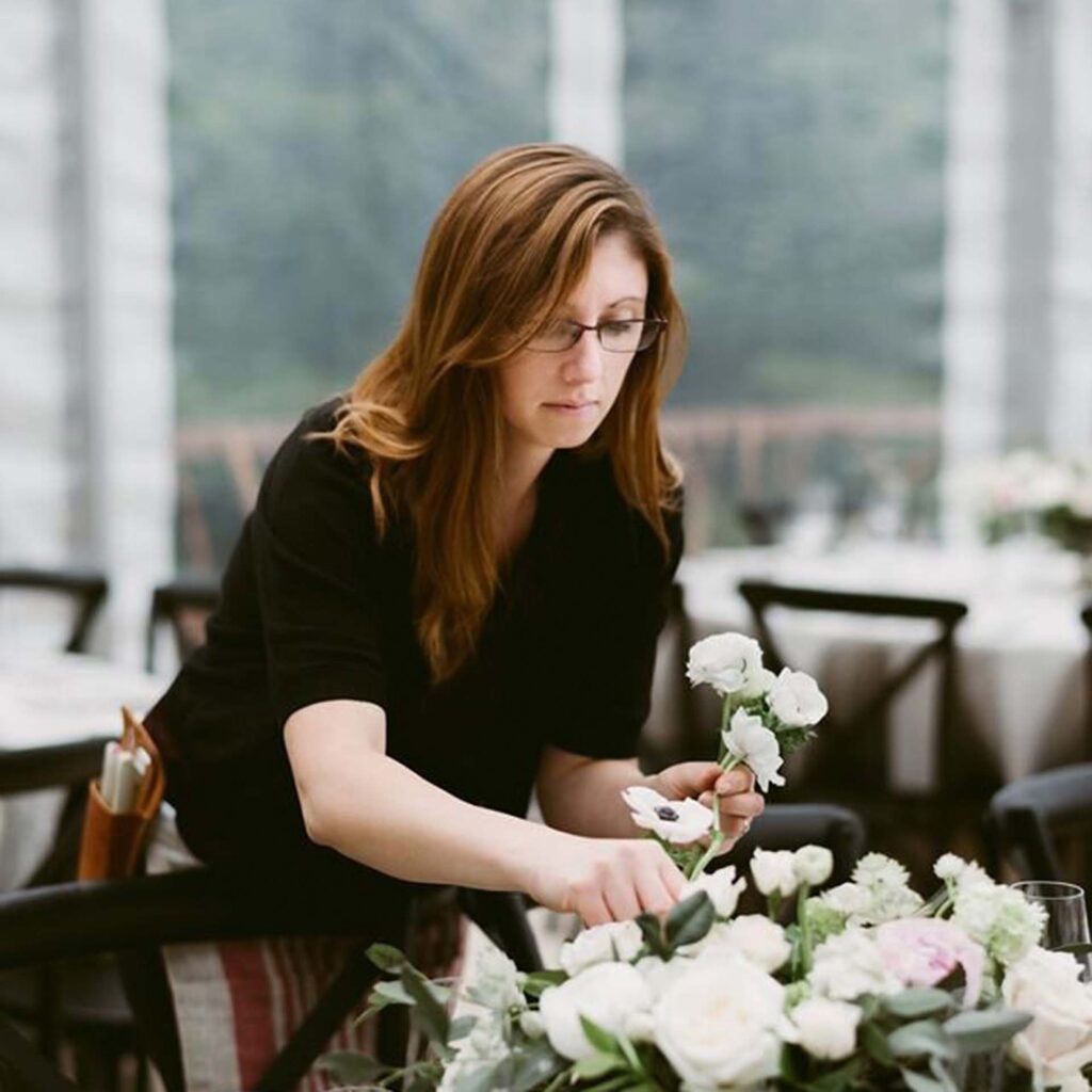 Leah McDaniel arranging flowers