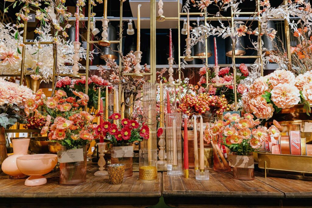 floral supplies on tables