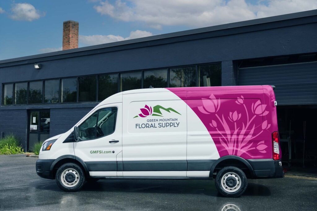green mountain floral supply flower delivery van